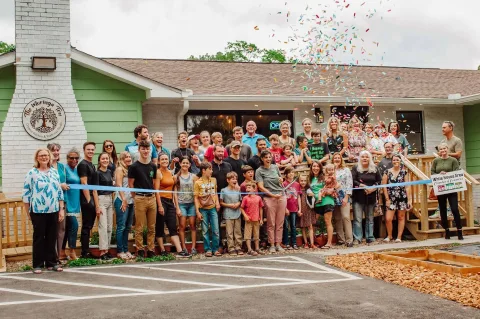 The ribbon cutting for the Moringa Tree Cafe