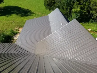 large black metal roof with multiple levels
